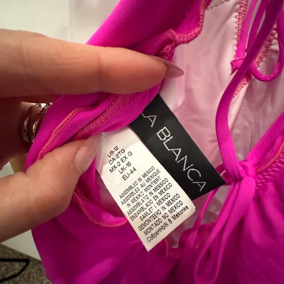 La Blanca Pink Plunge One-Piece Swimsuit – Size 12 (NWOT) - Picture 3 of 7